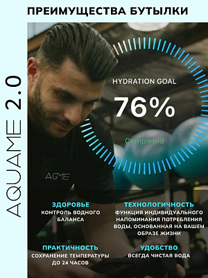 Умная бутылка-термос Aquame 2.0, темно-синий