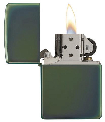 Зажигалка ZIPPO Classic с покрытием Chameleon™, латунь/сталь, зелёная, глянцевая, 38x13x57 мм