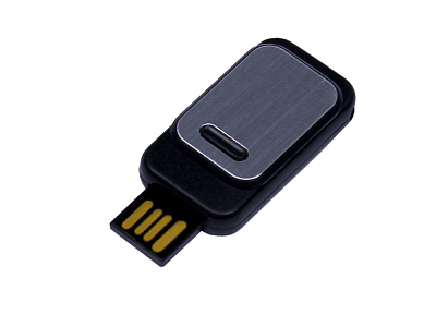 USB 2.0- флешка промо на 32 Гб прямоугольной формы, выдвижной механизм (Чёрный)
