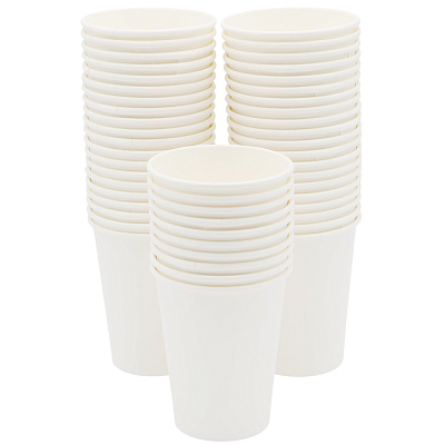 Набор 50 шт бумажный стакан 9 унций (230 мл)  (Белый)