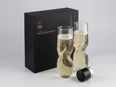 Набор из двух бокалов и пробки для шампанского Bubbly Bliss (Черный, прозрачный)