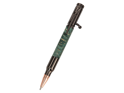 Ручка шариковая Кап клена (Ручка- зеленый, gun, розовое золото, подарочная коробка- зеленый)