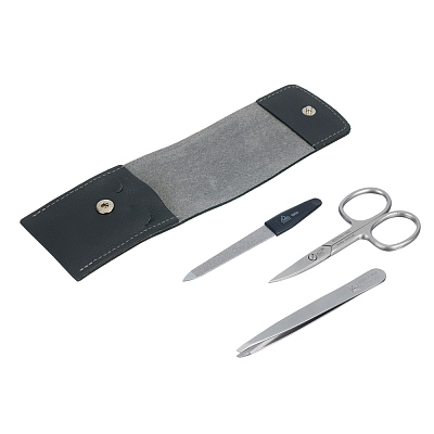 Маникюрный набор Erbe, 3пр. Футляр: натур.кожа, цвет серый