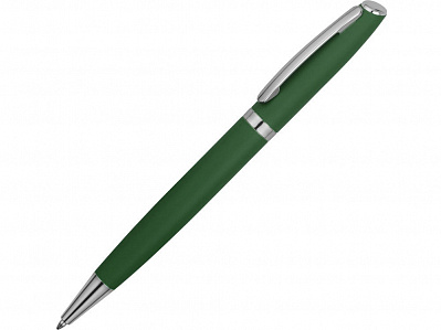 Ручка металлическая soft-touch шариковая Flow (Зеленый/серебристый)