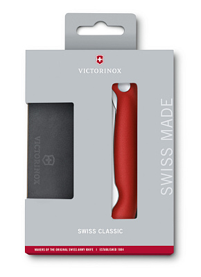Набор VICTORINOX Swiss Classic: складной нож для овощей и разделочная доска, красная рукоять (Красный)
