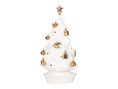 Подсвечник Новогодняя ель (Белый, золотистый)