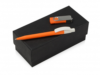 Подарочный набор Uma Memory с ручкой и флешкой (Оранжевый, серебристый, белый)