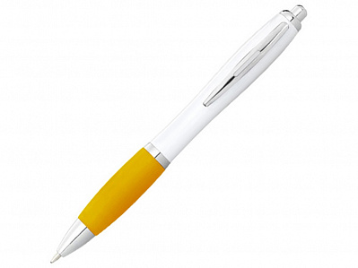 Ручка пластиковая шариковая Nash (Белый/желтый/серебристый)