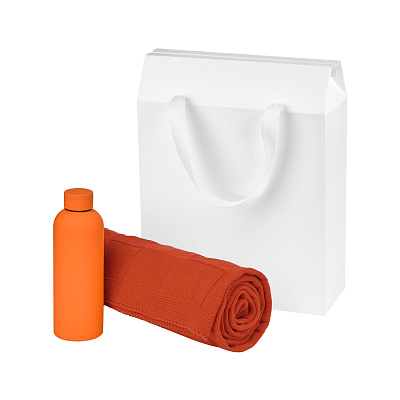 Подарочный набор Prima  (термобутылка, плед) (Оранжевый)