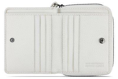 Кошелёк женский BUGATTI Elsa, с защитой данных RFID, белый, воловья кожа/полиэстер, 11х2,5х9 см