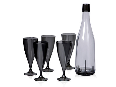 Набор пластиковых бокалов для напитков Party (Прозрачный, темно-серый)