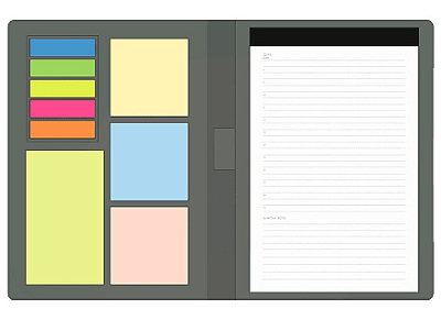 Блокнот А5 Tasmania, в твердой обложке со стикерами в линейку, серый