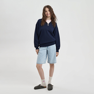 Толстовка на молнии унисекс Флоу (Flow), темно-синяя