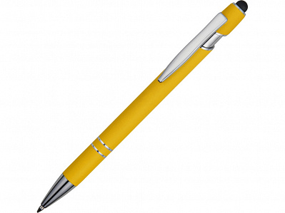 Ручка-стилус металлическая шариковая Sway soft-touch (Желтый/серебристый)