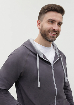 Толстовка мужская STAN с капюшоном на молнии футер без начёса 260, 61