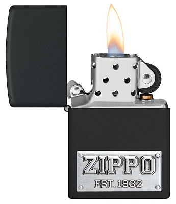 Зажигалка ZIPPO License Plate с покрытием Black Matte, латунь/сталь, черная, 38x13x57 мм
