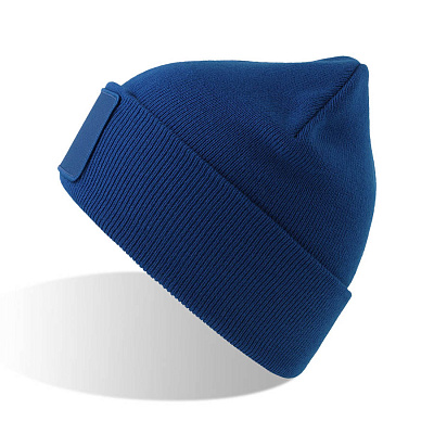 Шапка вязаная  двойная Wind-S с патчем (Ярко-синий)