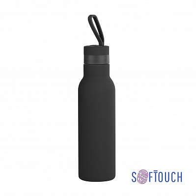 Бутылка для воды "Фитнес" 700 мл, покрытие soft touch  (Черный)