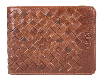 Бумажник Mano "Don Luca", натуральная кожа в коньячном цвете, 12,5 х 9,7 см (Коричневый)