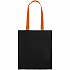 Холщовая сумка BrighTone, черная с оранжевыми ручками - Фото 3