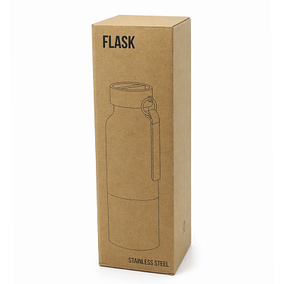 Термос Hike c ланьярдом и манжетой, чёрный-синий