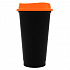 Стакан с крышкой Color Cap Black, черный с оранжевым - Фото 1