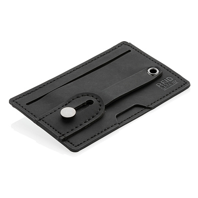 Картхолдер c RFID защитой для телефона 3-в-1 (Черный;)