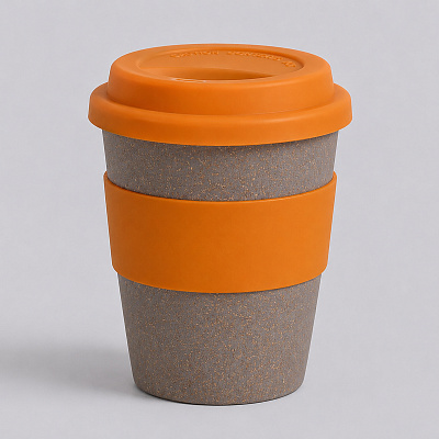 Стакан из бамбукового волокна Café (Серо-коричневый/оранжевый)