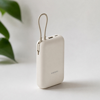 Внешний аккумулятор со встроенным кабелем Xiaomi Power Bank (Integrated Cable), 10000 мАч (Бежевый)