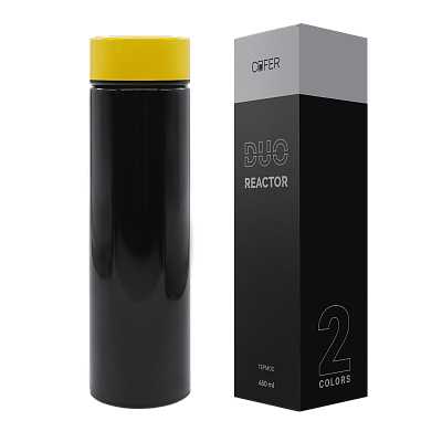 Термос Reactor duo black с датчиком температуры (черный с желтым)