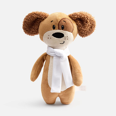 Мягкая игрушка Beastie Toys, собачка с белым шарфом (Белый)