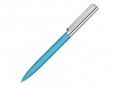 Ручка металлическая шариковая Bright GUM soft-touch с зеркальной гравировкой (Голубой)