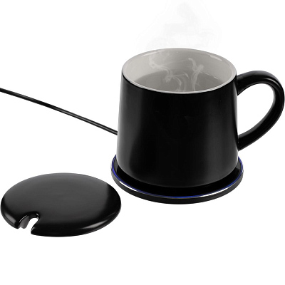 Кружка с подогревом и беспроводной зарядкой dualBase ver. 2.0 Matt, черная (Чёрный)