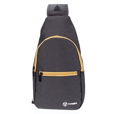 Рюкзак TORBER с одним плечевым ремнем, чёрный/бежевый, полиэстер 300D, 33 х 17 х 6 см (Бежевый)
