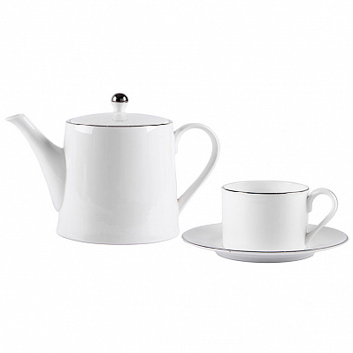 Набор PLATINUM: чайная пара и чайник в подарочной упаковке (Белый)