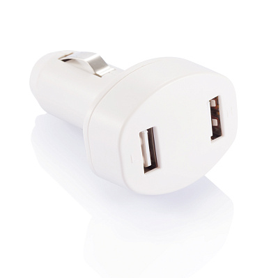 Зарядное устройство для автомобиля с 2 USB-портами (Белый;)