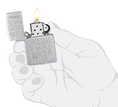 Зажигалка ZIPPO Mosaic с покрытием Satin Chrome, латунь/сталь, серебристая, матовая, 38x13x57 мм