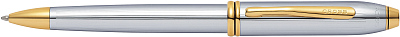 Шариковая ручка Cross Townsend. Цвет - серебристый с золотистой отделкой.