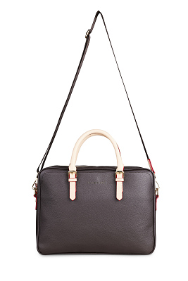 Портфель женский BUGATTI Ella 15'', тёмно-коричневый, полиуретан, 38х6х27,5 см