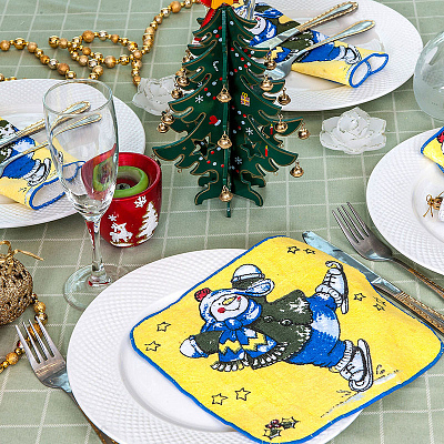 Салфетка махровая велюр рождественская "LAKE" мини-В