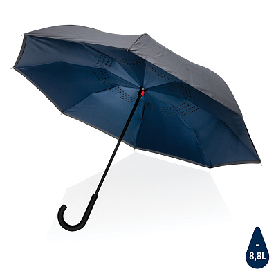 Двусторонний зонт Impact из RPET AWARE™ 190T, d105 см (Темно-синий;)
