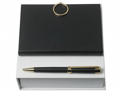 Подарочный набор Boucle Noir: ручка шариковая, блокнот А6 (Черный, золотистый)