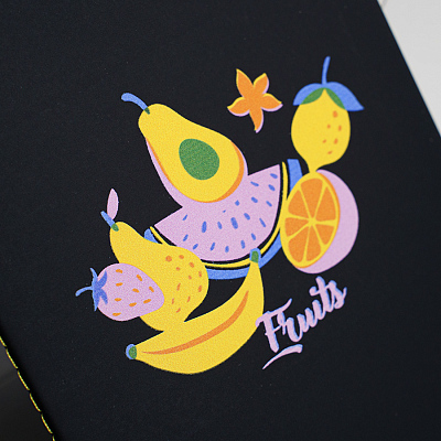 Тетрадь SLIMMY, 140 х 210 мм,  черный с желтым, бежевый блок, в клетку