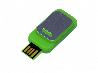 USB 2.0- флешка промо на 32 Гб прямоугольной формы, выдвижной механизм (Зеленый)