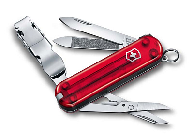 Нож-брелок VICTORINOX NailClip 580 65 мм 8 функций полупрозрачный красный