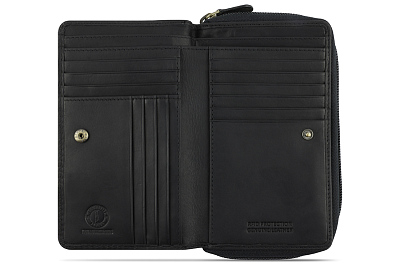 Кошелек KLONDIKE RUSH «Ava», натуральная кожа в черном цвете, 16 х 10 х 3 см