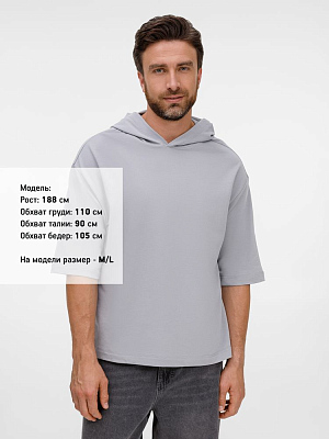 Футболка оверсайз унисекс с капюшоном Neofit, светло-серая
