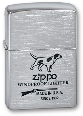 Зажигалка ZIPPO Hunting Tools, с покрытием Brushed Chrome, латунь/сталь, серебристая, 38x13x57 мм (Серебристый)