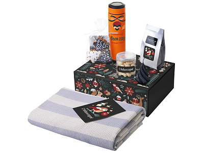 Подарочный набор Re:Warm с пледом, термосом и свечой (Оранжевый)