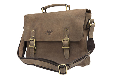 Сумка KLONDIKE «Bill», натуральная кожа в коричневом цвете, 40 х 32 х 7 см